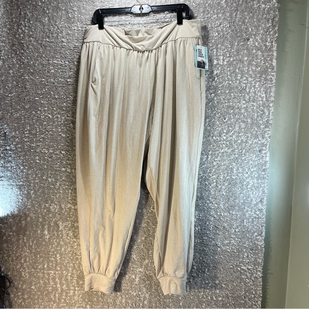 DSG Women High Rise Joggers Tan Looseโ Fit Comfy Pull On 2XL Polyester NWT